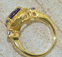 璀璨臻選 歐美時(shí)尚18K鍍金紫晶石戒指，詮釋婚禮與日常的優(yōu)雅格調(diào)